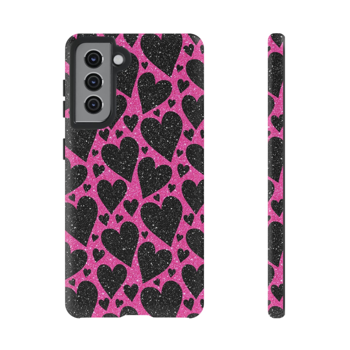 Pink Glitter Hearts Samsung Galaxy Case