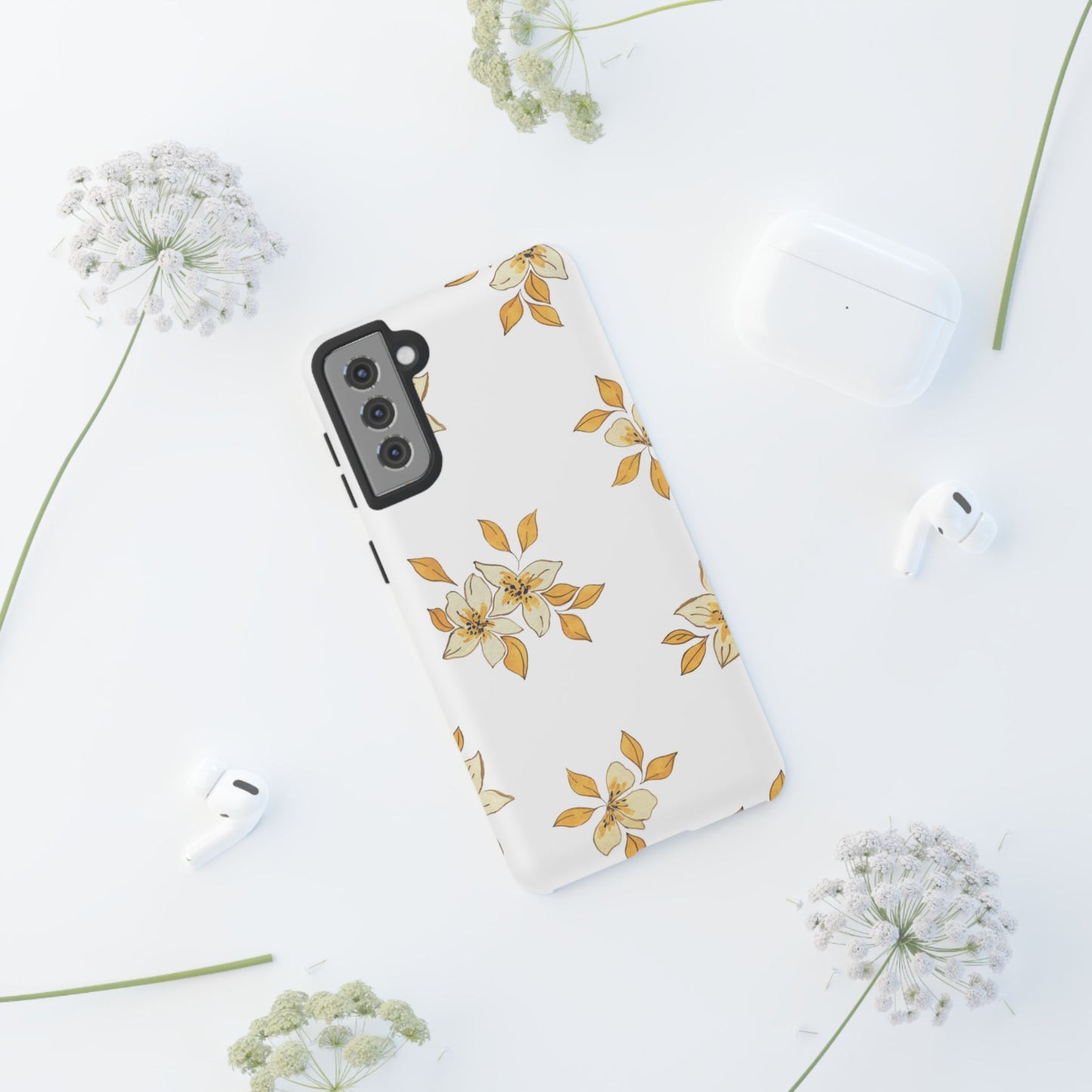 Delicate Yellow Blossom Samsung Galaxy Case – Minimalist Floral Design with Matte Finish