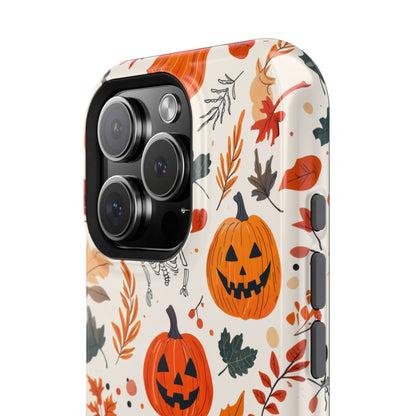 Halloween Pumpkin & Skeleton MagSafe iPhone Case – Spooky Autumn Design