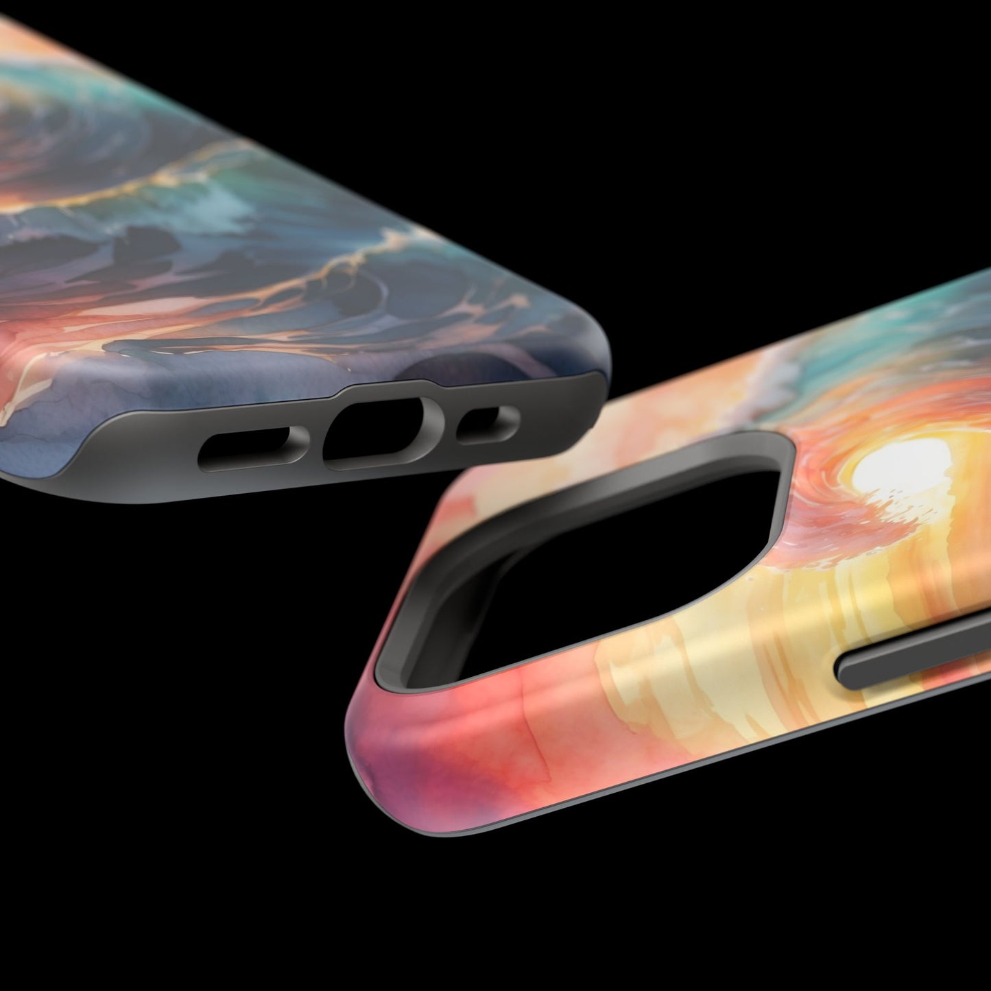 Ocean Sunrise Wave MagSafe iPhone Case – Vibrant Watercolor Wave Design