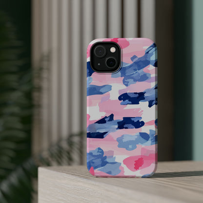 MagSafe Case: Dynamic Pink & Navy Brushstroke Art