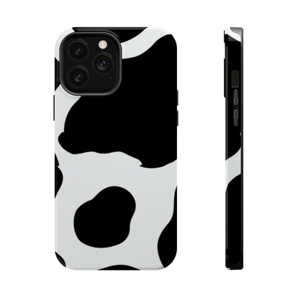 Bold Black and White Cow Print Tough MagSafe iPhone Case – Modern Animal Pattern with Dual-Layer Protection