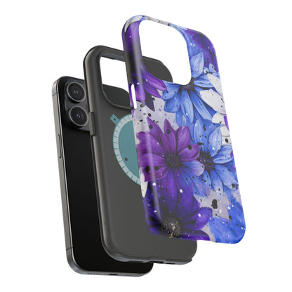 Vibrant Purple & Blue Floral Splash - MagSafe iPhone Series Case