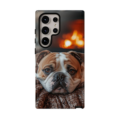 Cozy Bulldog Samsung Galaxy Case – Fireside-Inspired Protective Cover