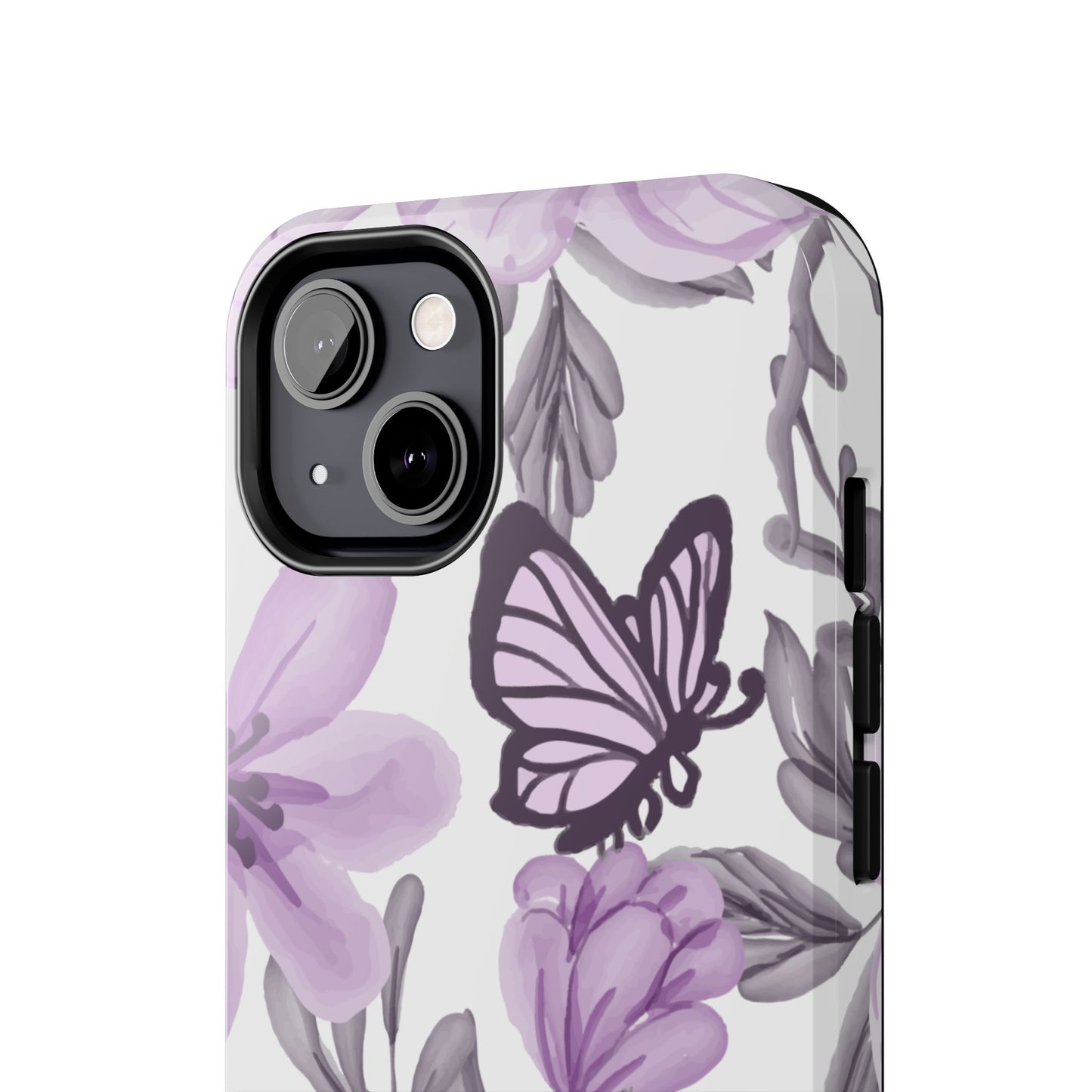 Lavender Bloom Butterfly iPhone Case – Delicate Floral Design with Watercolor Details