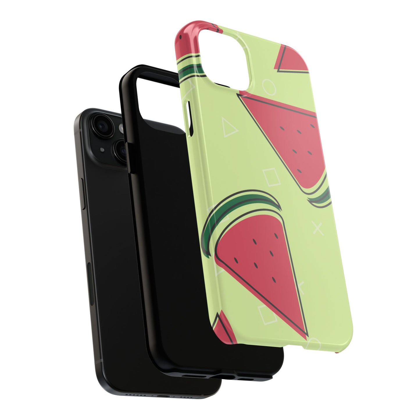 Watermelon Slice iPhone Case – Fresh & Fun Design with Retro Geometric Pattern