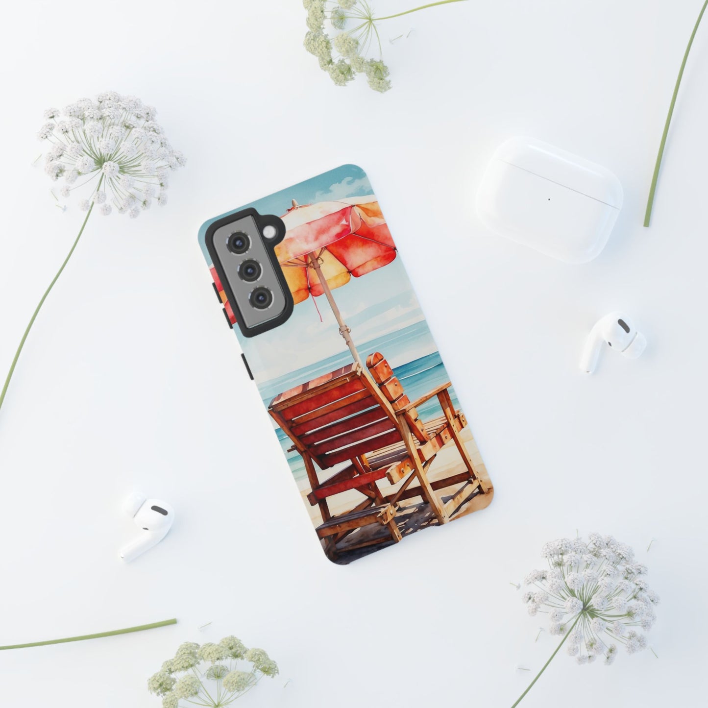 Beachfront Sunset Lounge Samsung Galaxy Case – Vibrant Watercolor Design