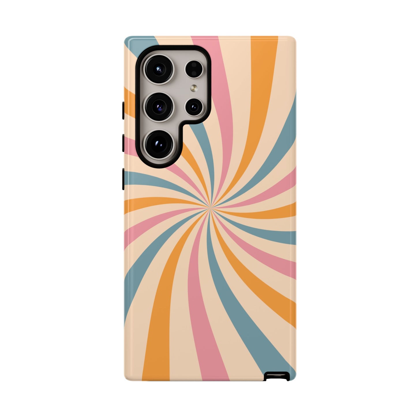 Retro Swirl Pattern Samsung Galaxy Case – Bold 70s Vibe in Pink, Orange, and Teal