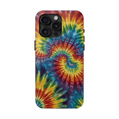 Retro Tie-Dye Swirl iPhone Case – Rainbow Spiral Design