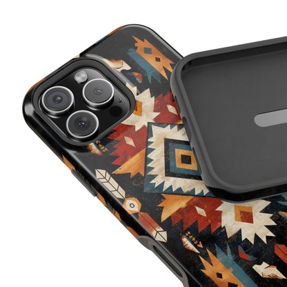 Southwestern Arrow & Diamond Tough MagSafe iPhone Case – Bold Tribal Design, Dual-Layer Protection