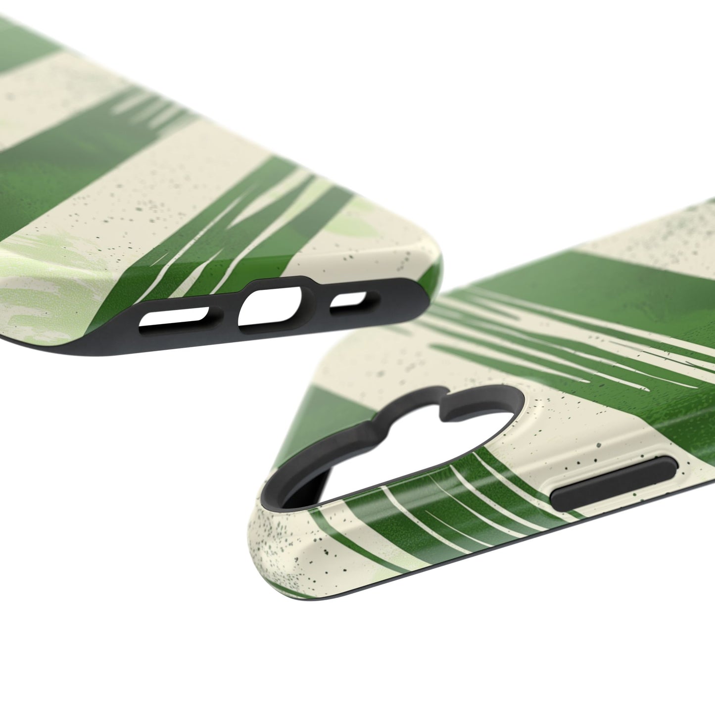 Green Stripes MagSafe iPhone Case – Bold Diagonal Brushstroke Design