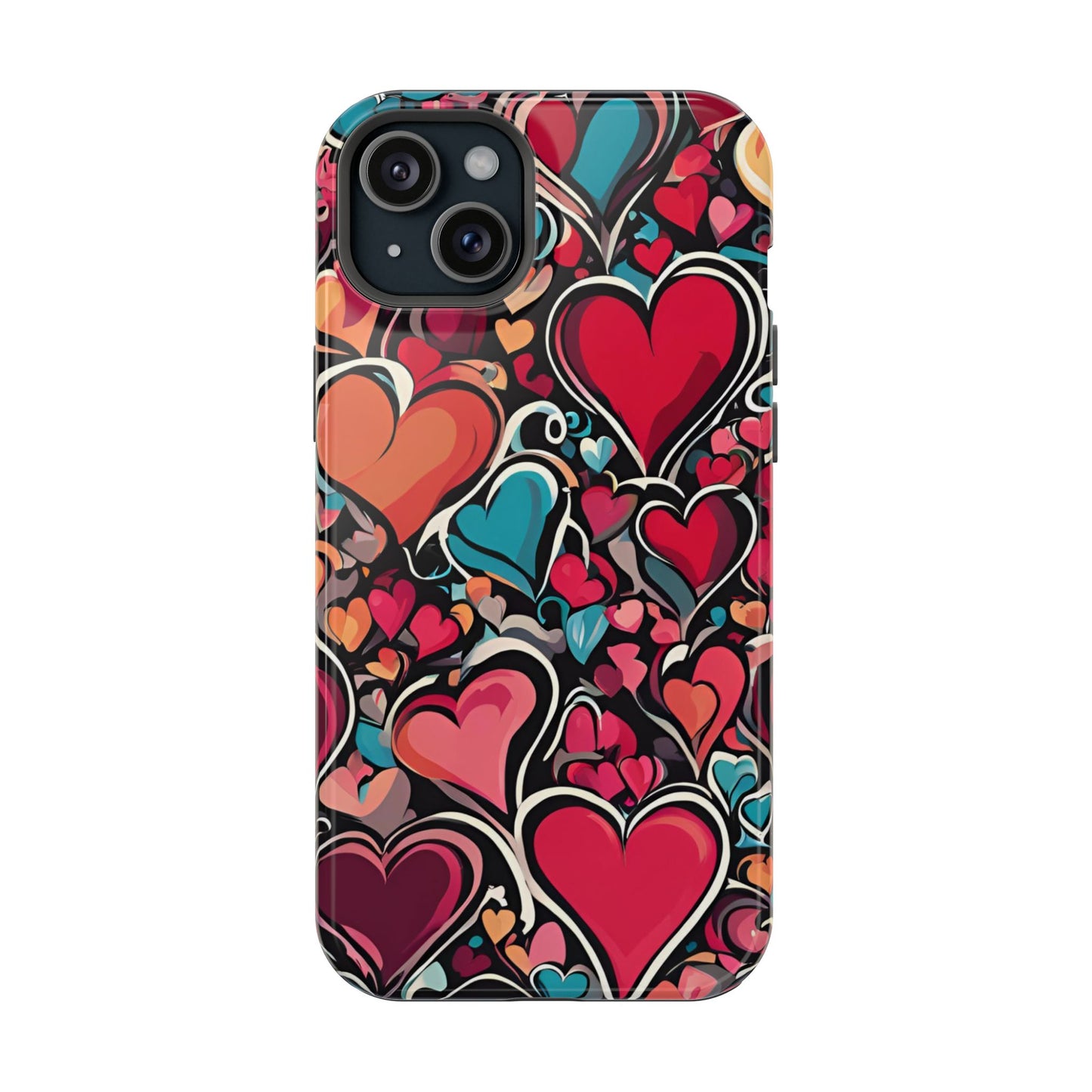 Vibrant Multicolor Heart Art – MagSafe-Compatible iPhone Case