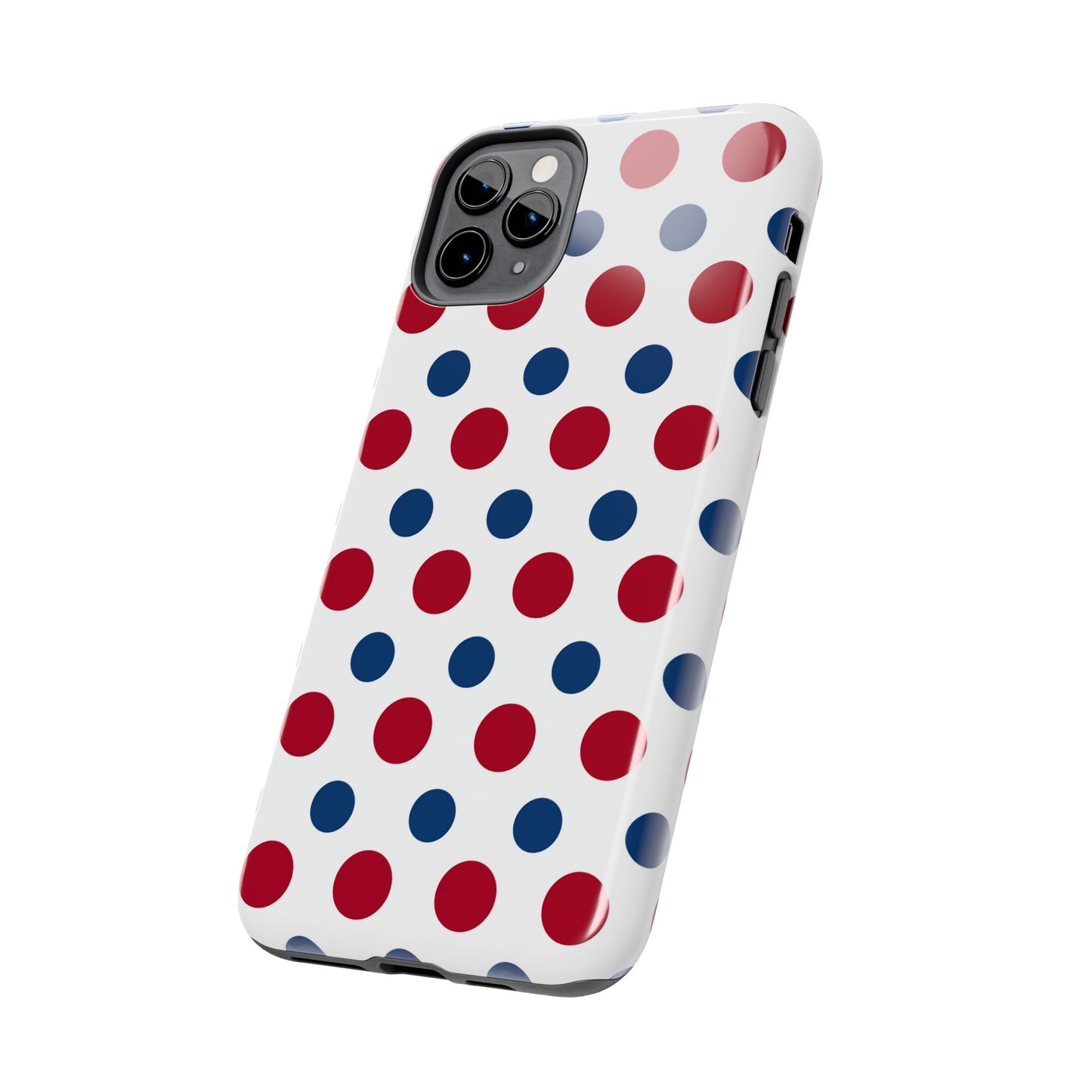 Patriotic Navy, White, and Red Polka Dot iPhone Case