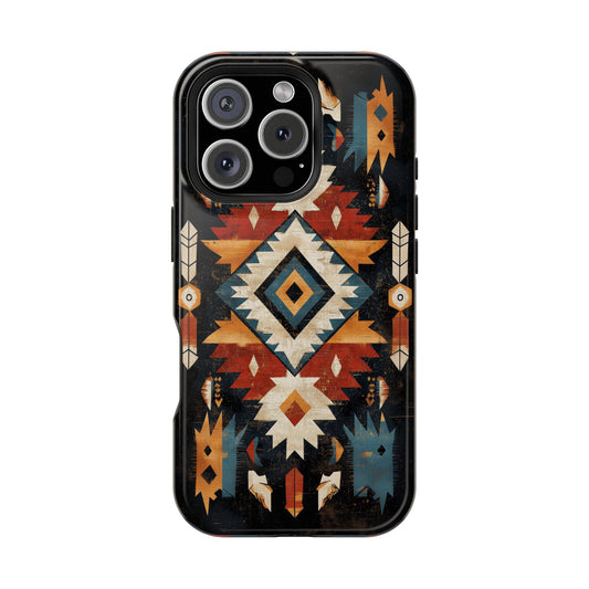 Southwestern Arrow & Diamond Tough MagSafe iPhone Case – Bold Tribal Design, Dual-Layer Protection