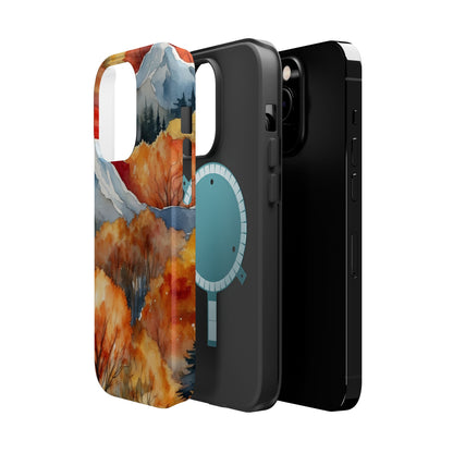 Autumn Mountain Forest Watercolor - MagSafe iPhone Case