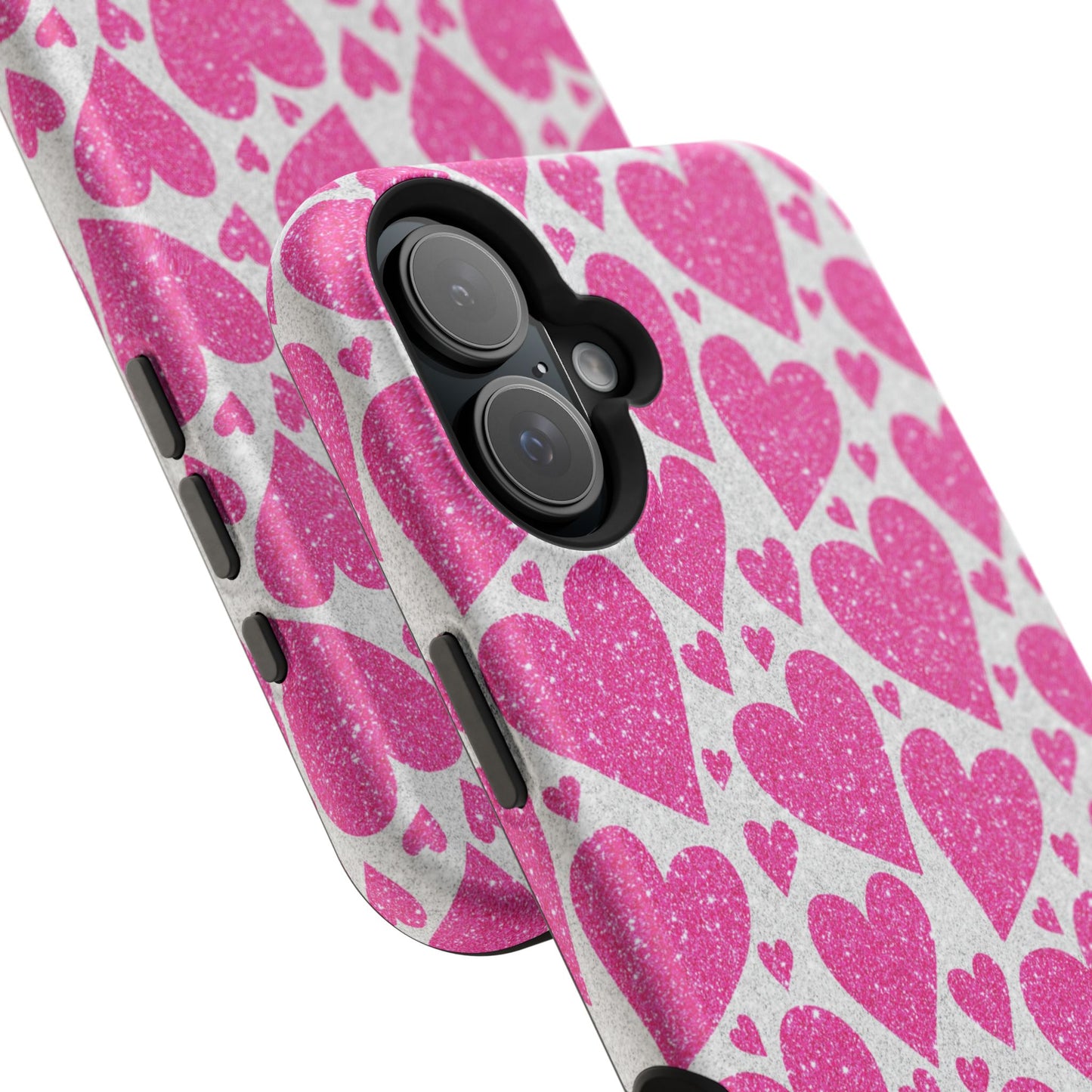 Pink Glitter Hearts Pattern MagSafe Case