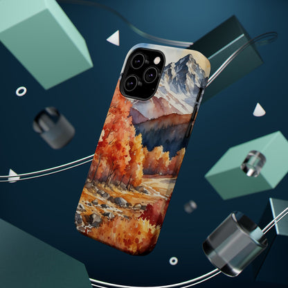 Watercolor Autumn Forest and Mountains - MagSafe iPhone Case