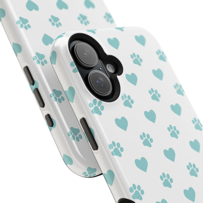 Mint Green Paw Print & Heart MagSafe Case – Pet Lover’s Magnetic Style