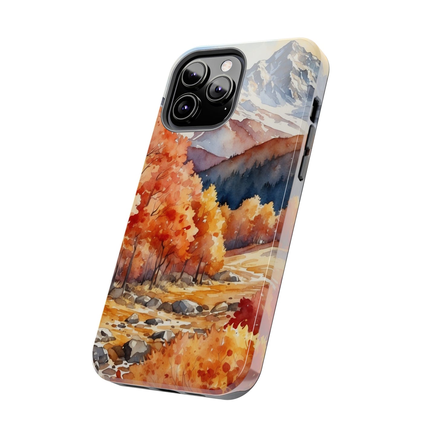 Watercolor Autumn Forest and Mountains - iPhone Case