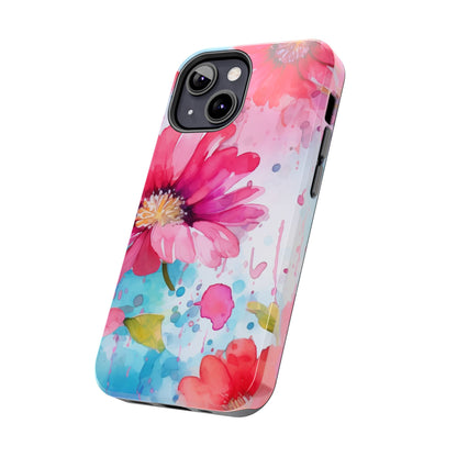 Vibrant Watercolor Red & Pink Floral - iPhone Case