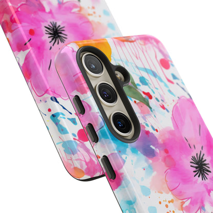 Color Splash Pink & Orange Watercolor Floral - Samsung Galaxy Case