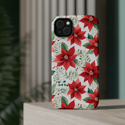 Festive Poinsettia Holiday Pattern – MagSafe iPhone Series Case