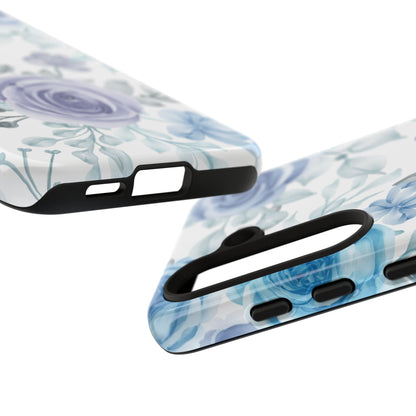 Elegant Blue & Violet Roses Samsung Galaxy Case – Artistic Floral Design for Stylish Protection