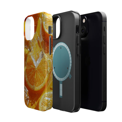 Citrus Orange Splash MagSafe iPhone Case – Dual-Layer Tough Protection, Vibrant Summer Design