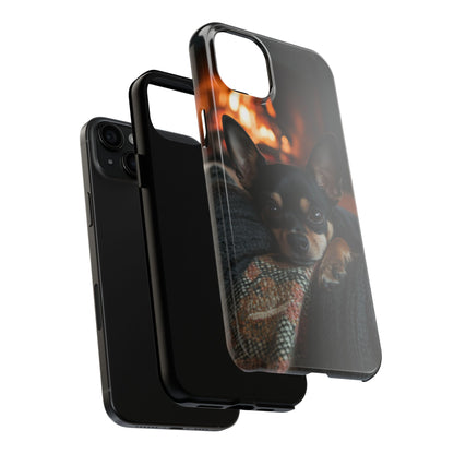 Cozy Chihuahua Fireplace iPhone Case – Warm and Stylish Design