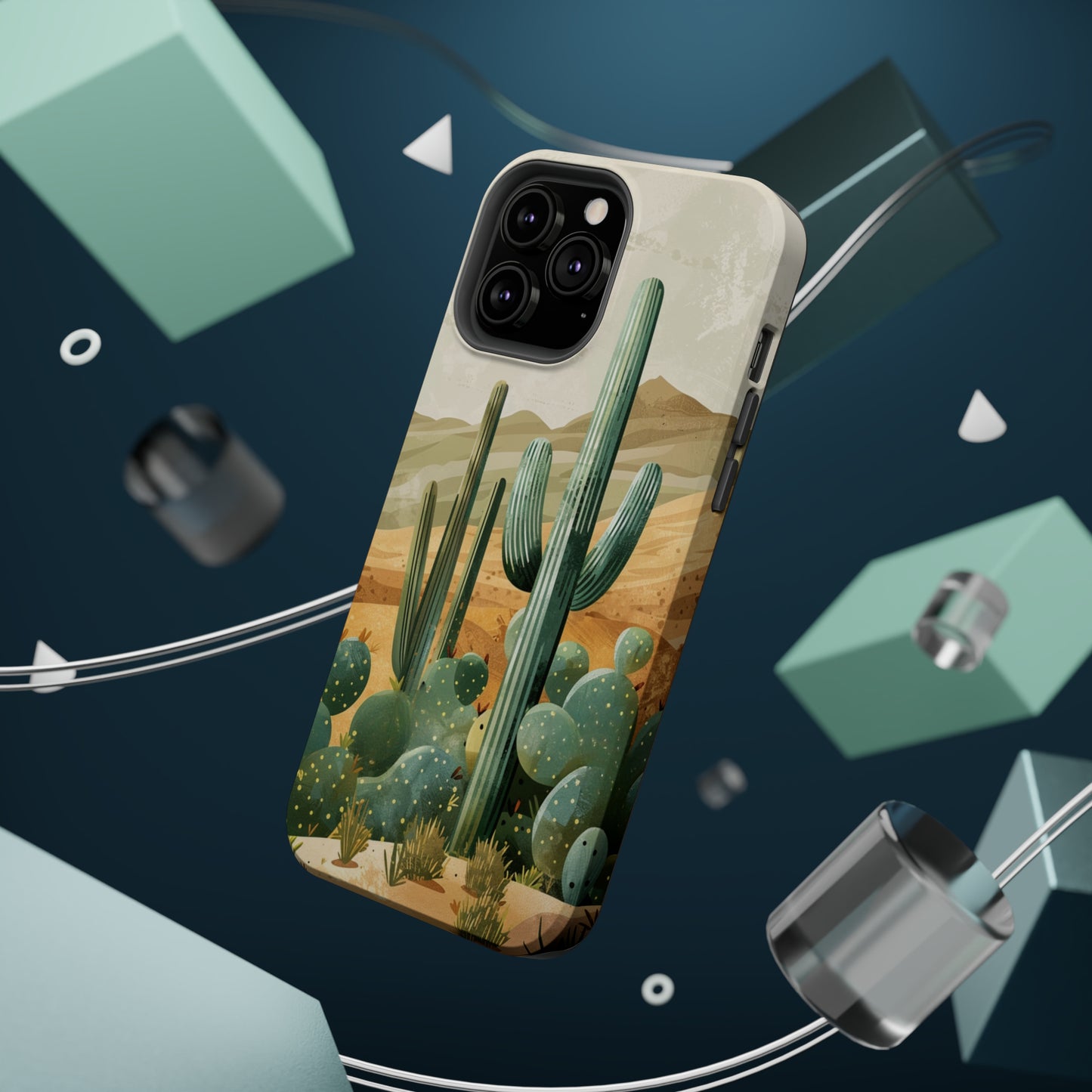 Desert Oasis MagSafe iPhone Case - Embrace the Western Spirit With Cactuses For Your iPhone 15, 14, 13, Pro, Plus, & Pro Max