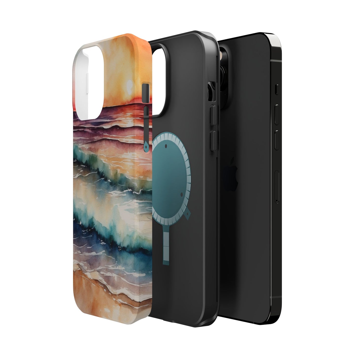 Sunset Waves MagSafe iPhone Case – Vibrant Watercolor Design