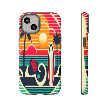 Retro Beach Vibes iPhone Case - Sunset Surfing Protective Cover