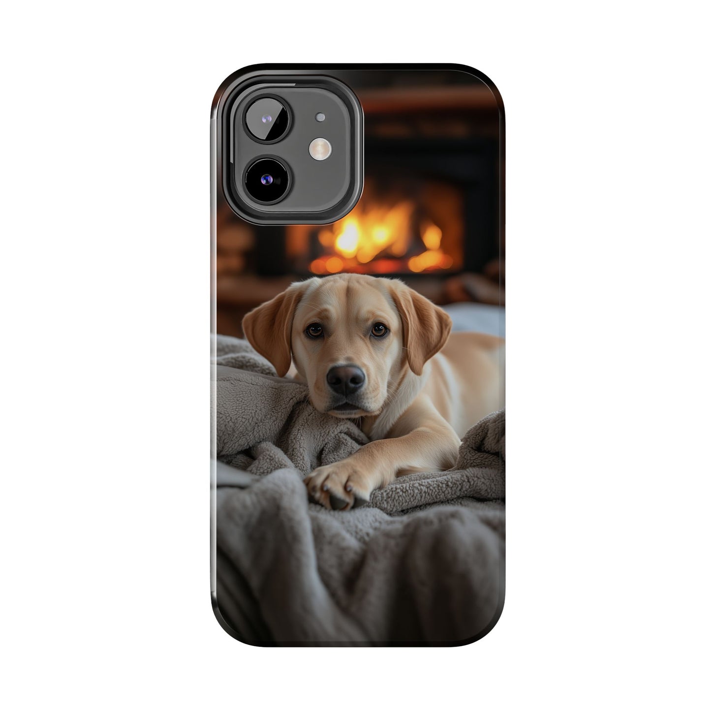 Cozy Golden Retriever by the Fireplace - iPhone Series Case