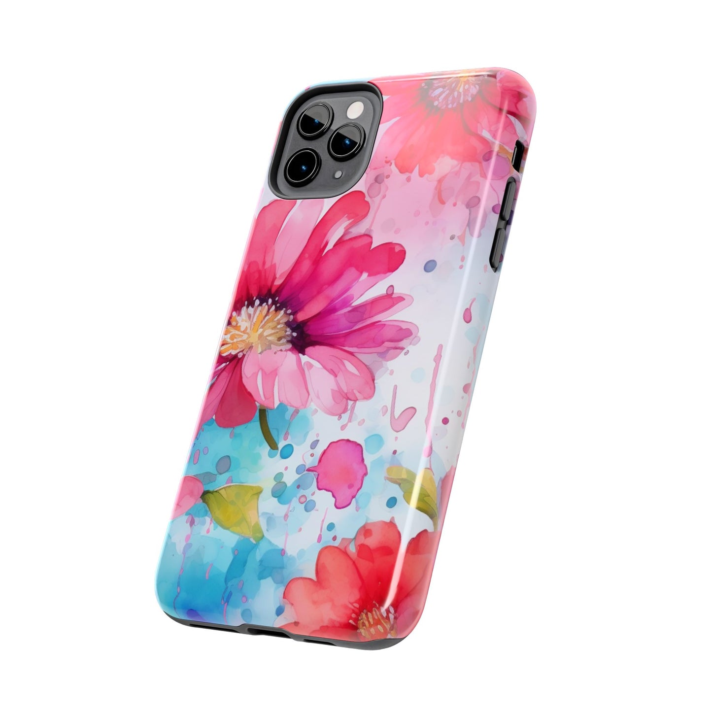 Vibrant Watercolor Red & Pink Floral - iPhone Case