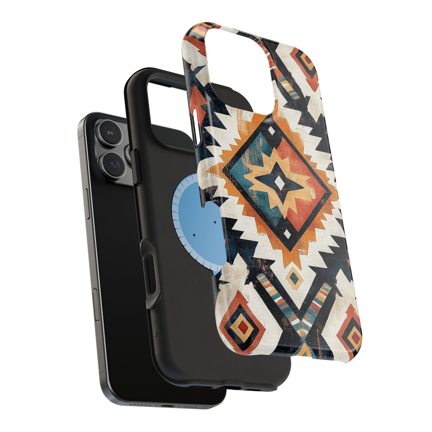 Vintage Southwestern Diamond Tough MagSafe iPhone Case – Rustic Tribal Design, Dual-Layer Protection