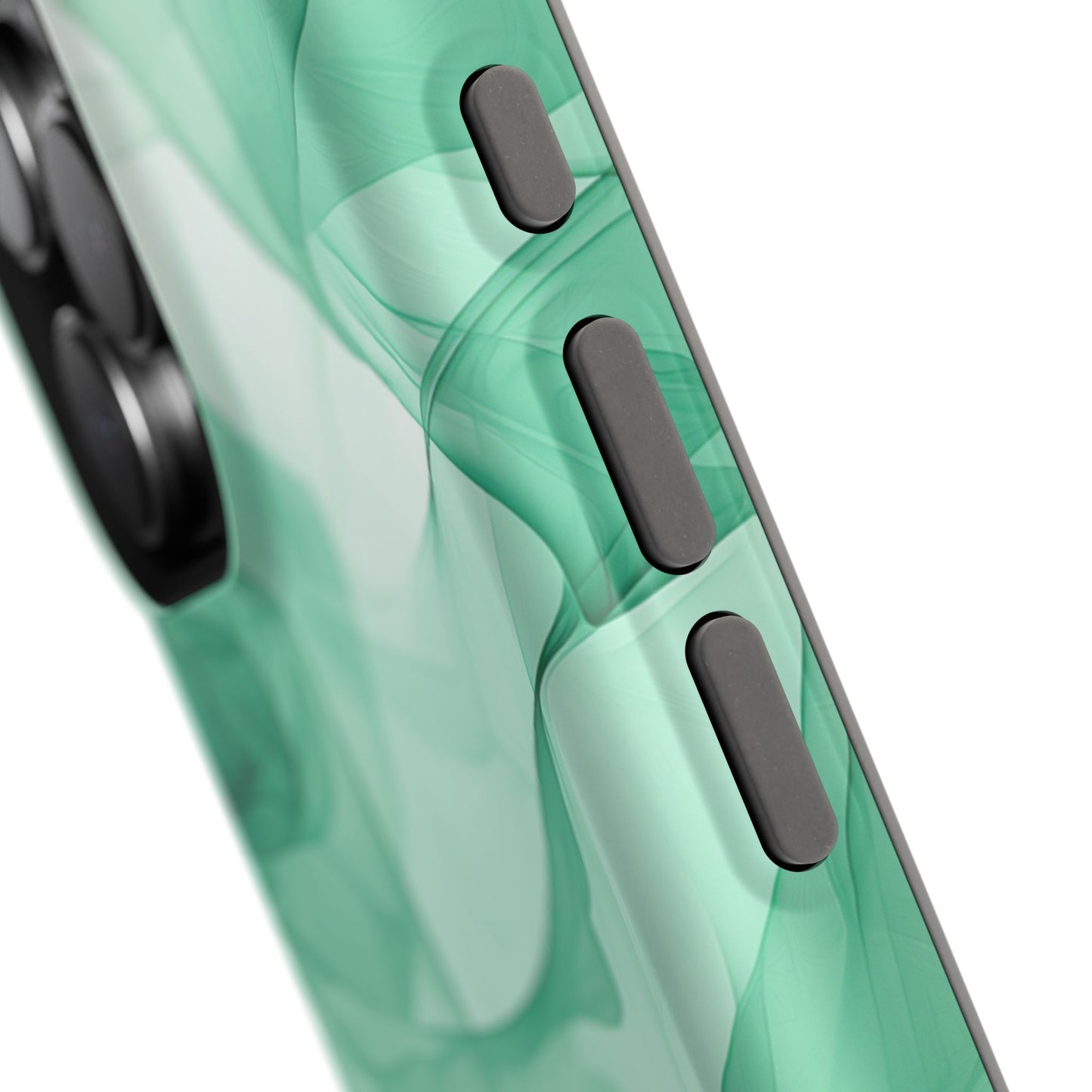 Translucent Flowing Green Fabric MagSafe iPhone Case – Elegant Fluid Design