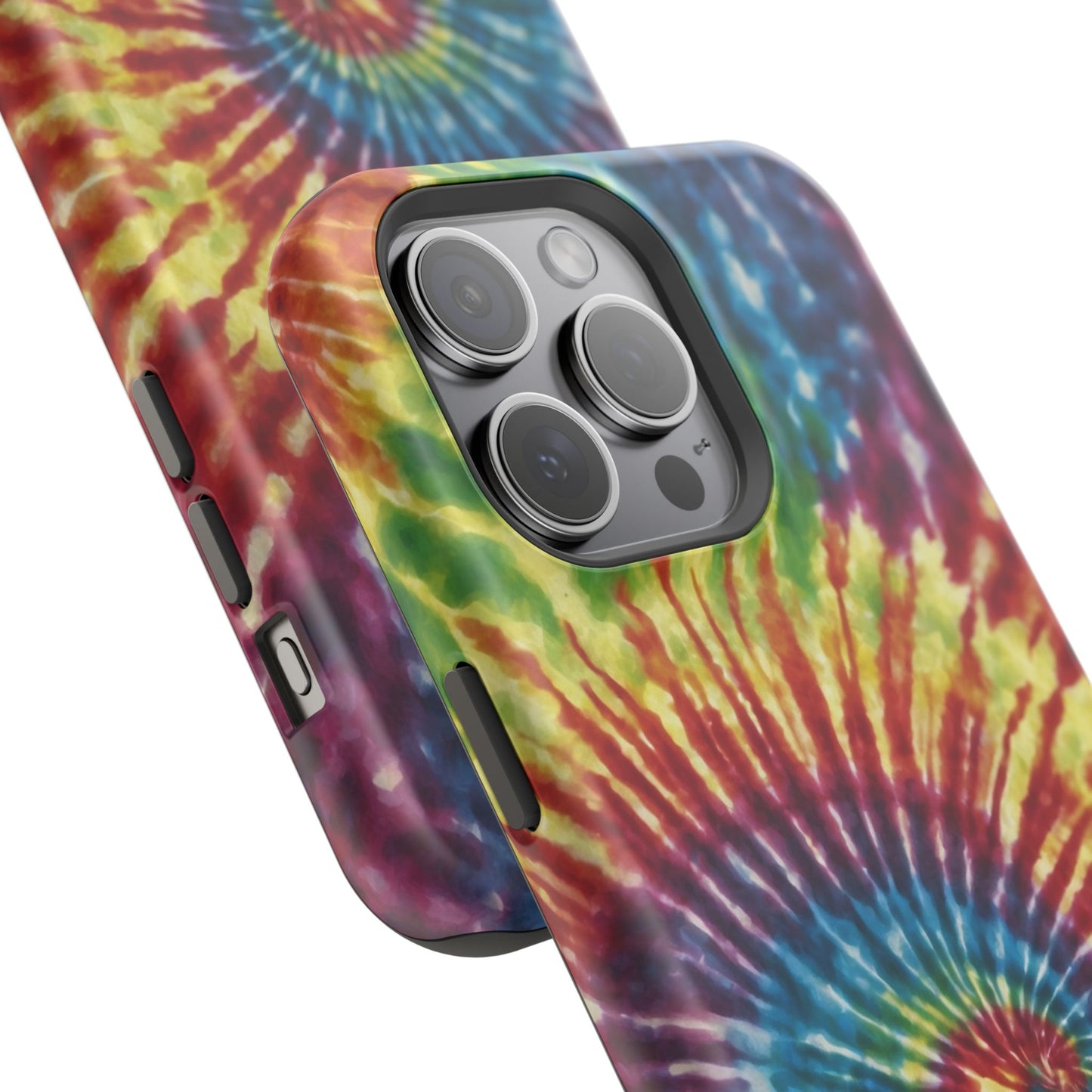 Vibrant Spiral Tie-Dye MagSafe Case – Retro Rainbow Design