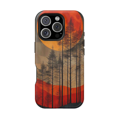 Moody Forest Moonrise MagSafe iPhone Case – Dark Landscape Design, Dual-Layer Protection