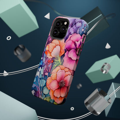 Bright Watercolor Floral Splash MagSafe iPhone Series Case – Bold Artistic Design