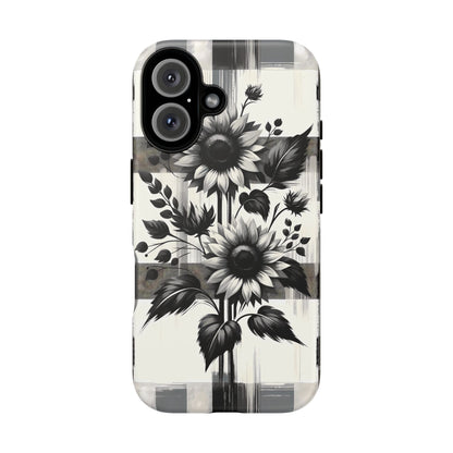 Black/White Sunflower Plaid Phone Case