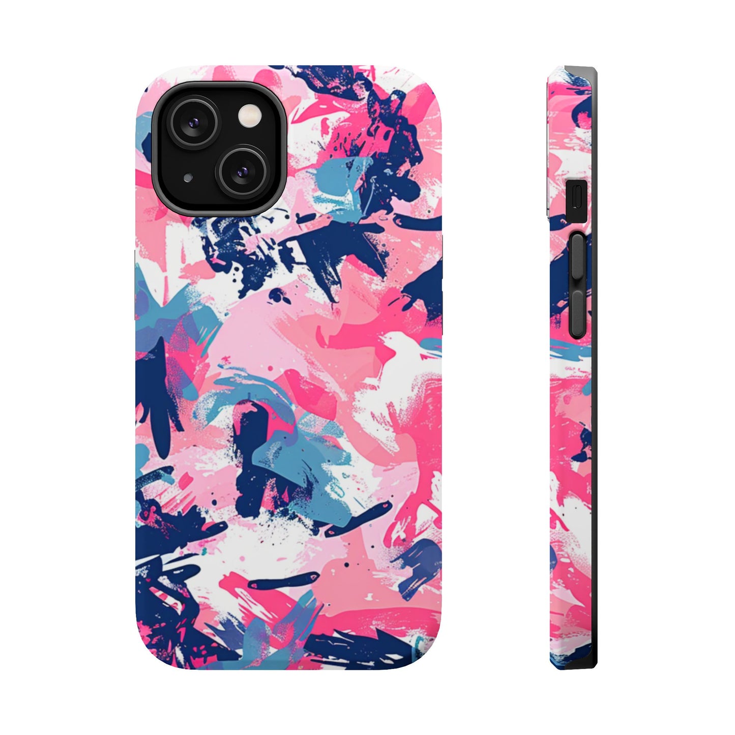 Vibrant Pink & Navy Abstract Splash – MagSafe iPhone Case