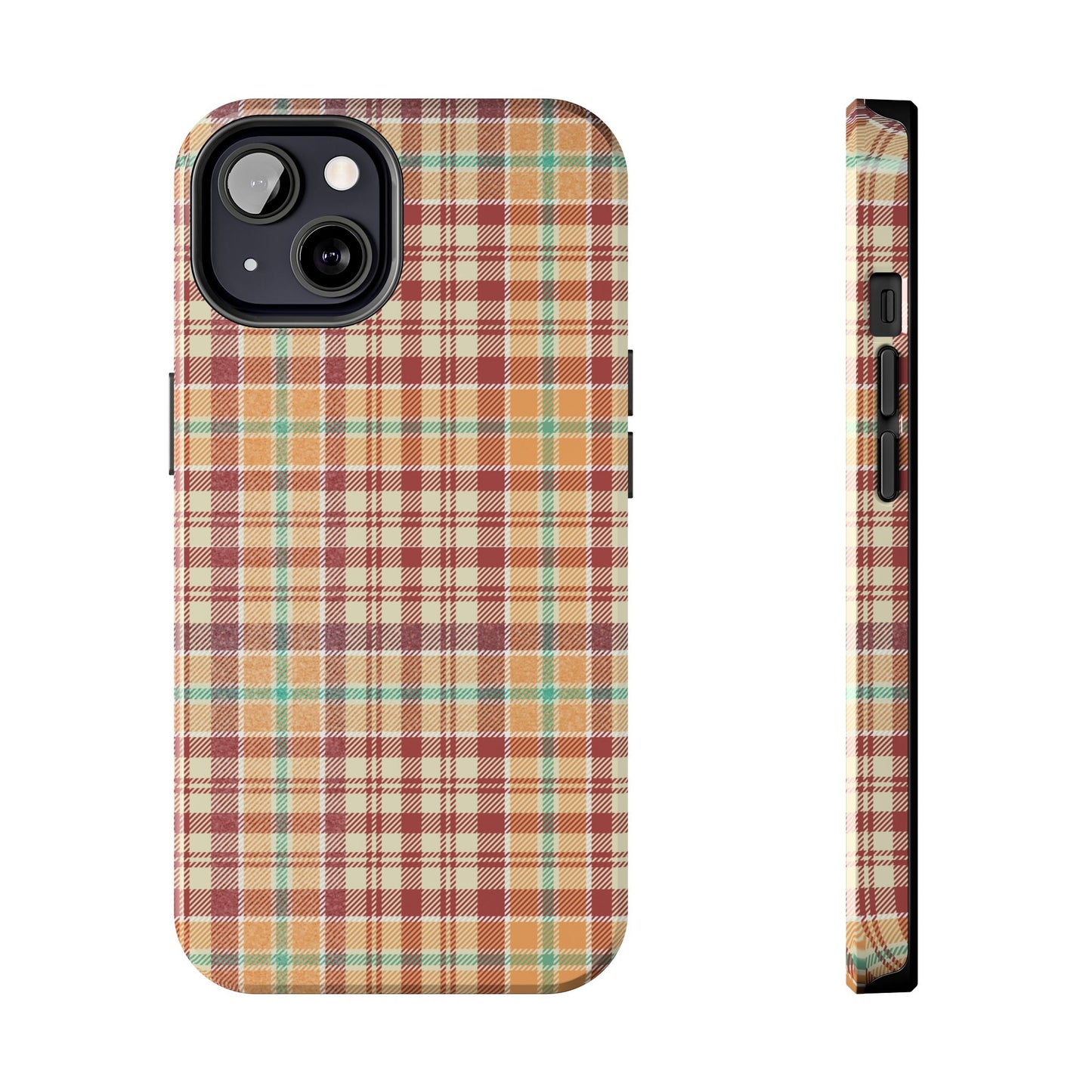 Retro Chic Plaid iPhone Case in Red, Orange, Green & Cream – Classic Vintage Style