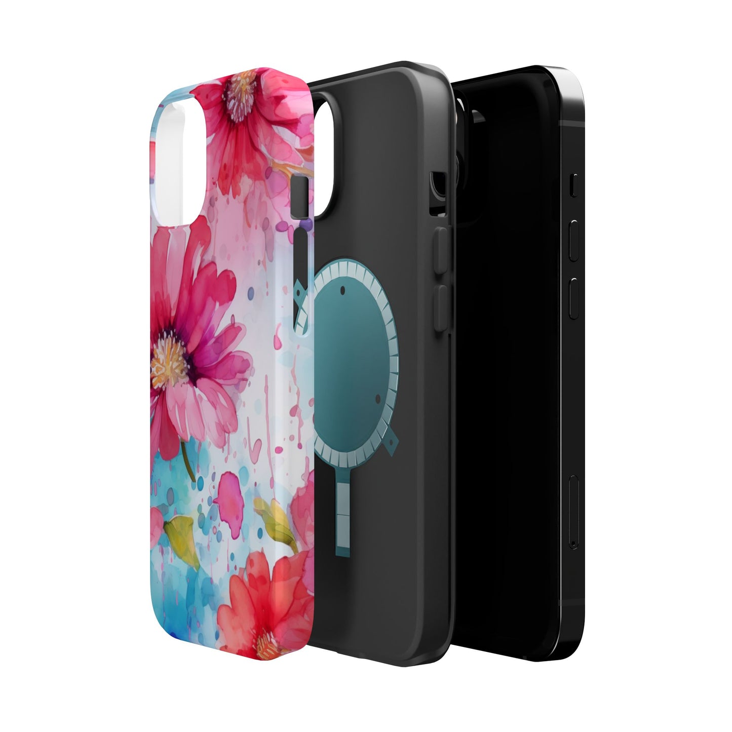 Vibrant Watercolor Red & Pink Floral - MagSafe iPhone Case