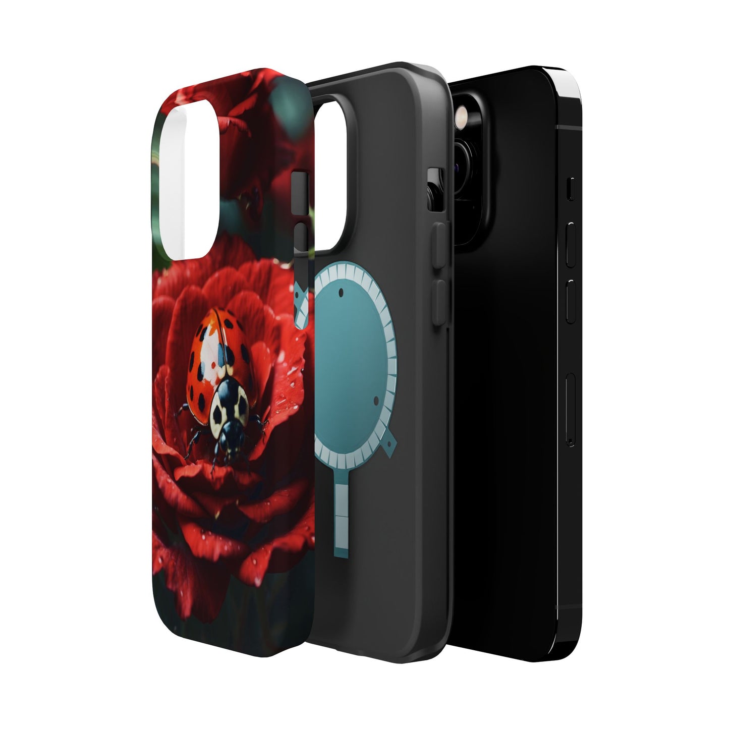 Elegant Rose & Ladybug Charm - MagSafe iPhone Case