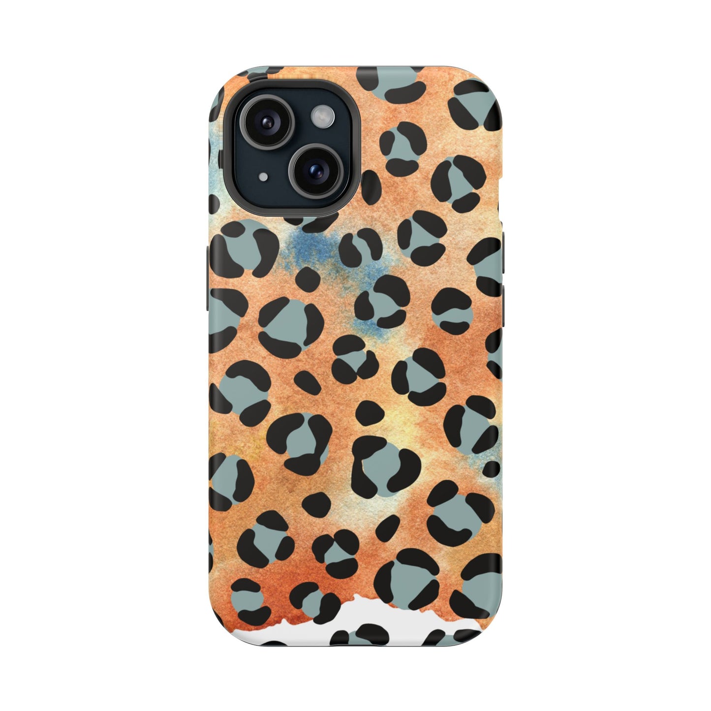 Sunset Watercolor Leopard Print Tough MagSafe iPhone Case – Artistic Animal Pattern with Dual-Layer Protection