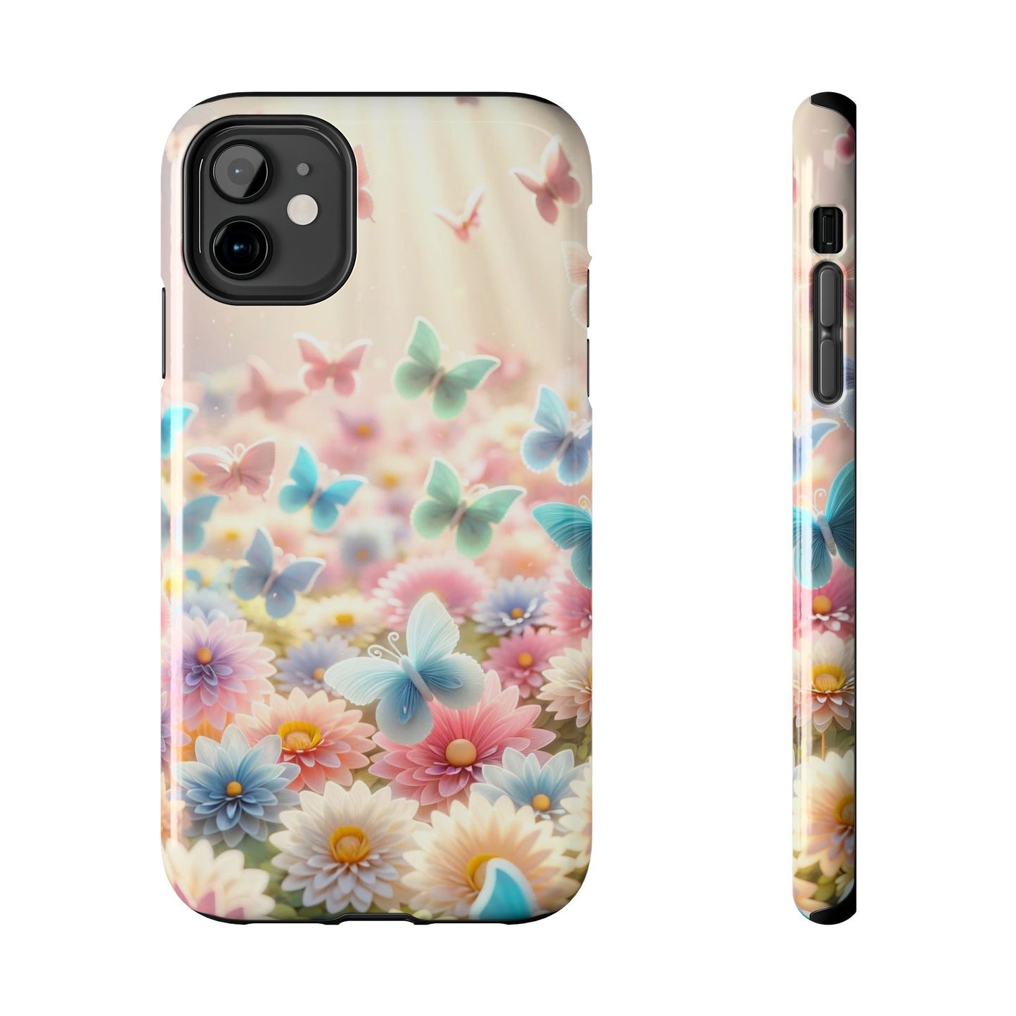 Butterfly Flower Garden - iPhone Case - Pastel Floral Protective Cover