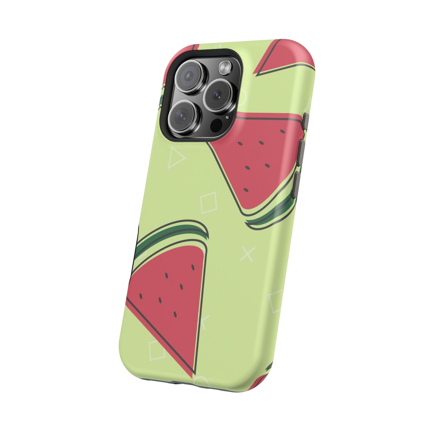 Watermelon Slice MagSafe iPhone Case – Fresh & Fun Design with Retro Geometric Pattern