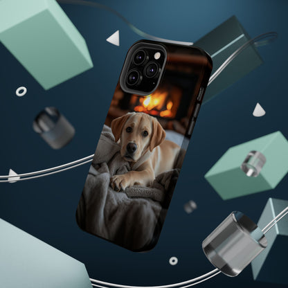 Cozy Golden Retriever by the Fireplace - MagSafe Case