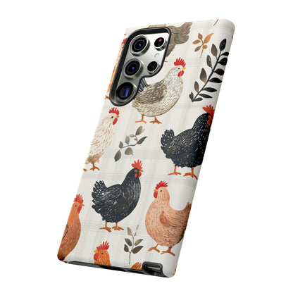 Samsung Galaxy Case: Vintage Chicken & Leaves – Farmhouse Style Case