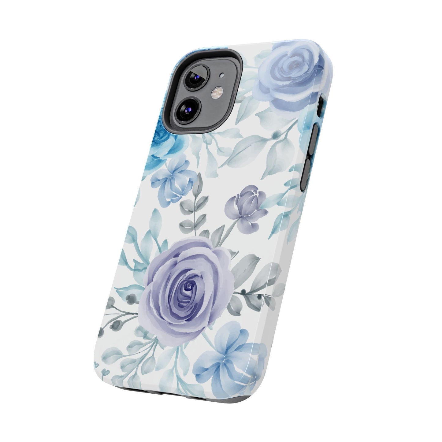 Elegant Blue & Violet Roses iPhone Case – Luxurious Floral Design for Chic Device Protection